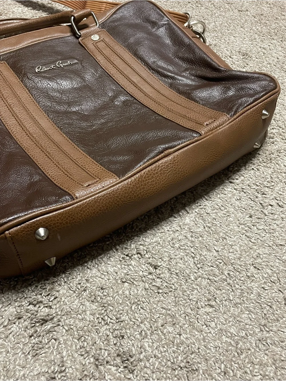 Robert Graham Two Tone Leather Laptop Briefcase